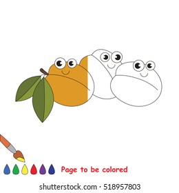 Three apricots to be colored, the coloring book to educate preschool kids with easy kid educational gaming and primary education of simple game level. The colorless half.