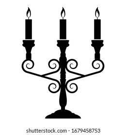 Three armed candelabrum or candle holder, vector design