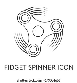 Three arms fidget hand spinner monochrome icon. Toy for stress relief and improvement of attention span. Design element for banner, poster, t-shirt, sticker, flyer. Vector illustration.