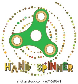 Three arms fidget hand spinner colored icon. Toy for stress relief and improvement of attention span. Design element for banner, poster, placard, t-shirt, sticker, flyer. Vector illustration.