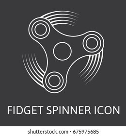 Three arms fidget hand spinner monochrome icon. Toy for stress relief and improvement of attention span. Design element for banner, poster, t-shirt, sticker, flyer. Vector illustration.