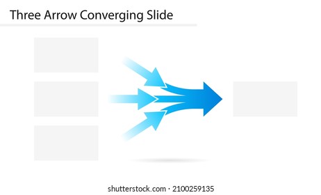 Three Arrow Converging Slide Template. Clipart Image