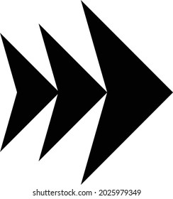 Three arrow heads of different sizes, with an acute angle at the back.  can be used for anyone, anytime, anywhere, any industry, any field, and any media. 

