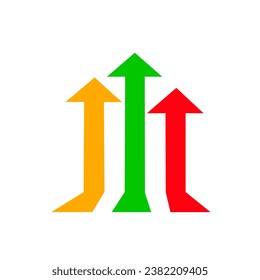 three up arrow icon vector on white background