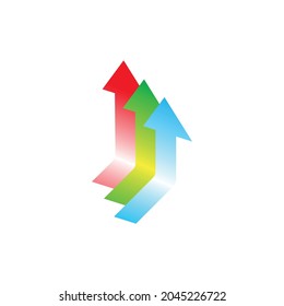 three up arrow logo icon flat concept vector graphic design