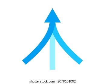 Three arrow merging icon. Clipart image isolated on white background