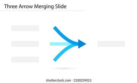 Three Arrow Merging Slide Template. Clipart Image