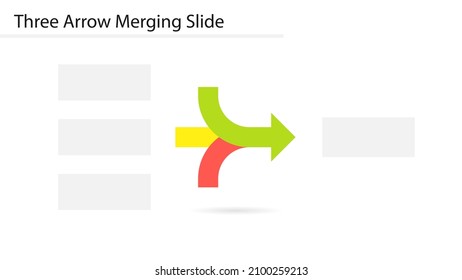 Three Arrow Merging Slide Template. Clipart Image