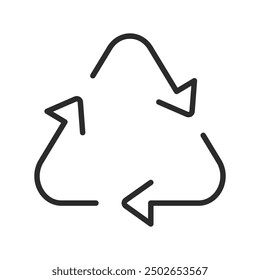 Three arrow recycle icon. Thin line recycle vector symbol design.