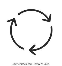 Three arrow recycle icon. Thin line recycle vector symbol design.