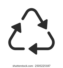 Three arrow recycle icon. Thin line recycle vector symbol design.