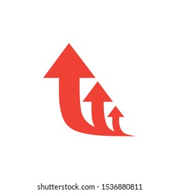 Three Arrow Sign Direction One way. Flat Road Direction Red Vector Illustration.