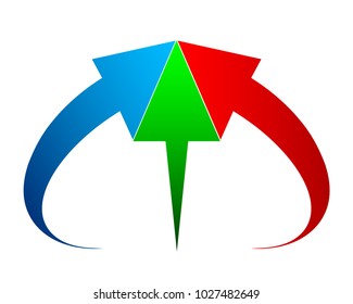 Three arrow up, startup concept, business vision, goal - vector