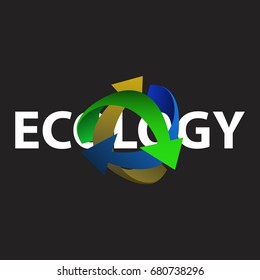 three arrows arranged in a circle.  Symbol, processing and use . Ecology and Environment