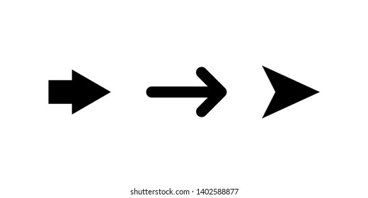 Three Arrows black icons isolated on white background. Arrows vector icons