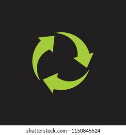 three arrows in circle green recycle symbol vector