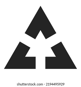 Three arrows converge in the center of the triangle symbol icon svg
