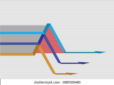 Three Arrows Converging And Speeding Towards Right Abstract. Editable Clip Art.