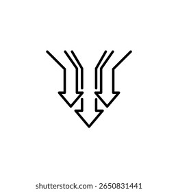Three Arrows Converging Symbolizing Convergence And Direction Change