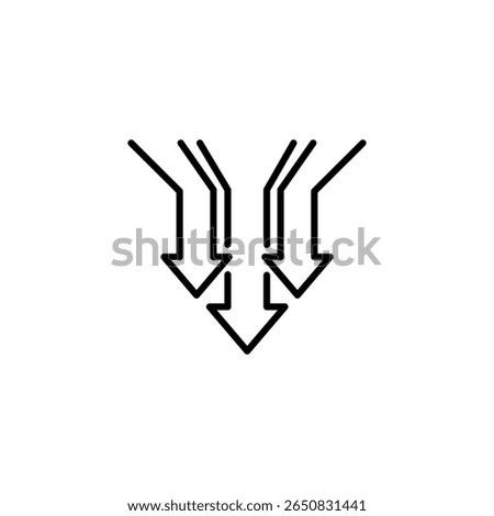 Three Arrows Converging Symbolizing Convergence And Direction Change