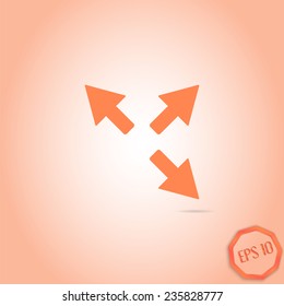 Three arrows. Direction sign. Flat Design Style. Made in vector
