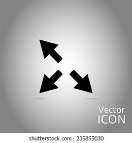 Three arrows. Direction sign. Flat Design Style. Made in vector
