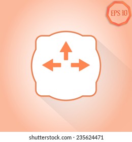 Three arrows. Direction sign to the left, right, right. Flat Design Style. Made in vector
