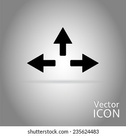 Three arrows. Direction sign to the left, right, right. Flat Design Style. Made in vector