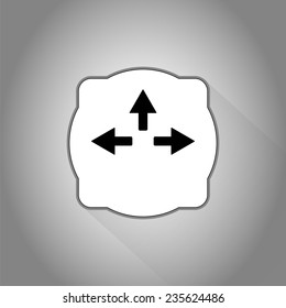Three arrows. Direction sign to the left, right, right. Flat Design Style. Made in vector