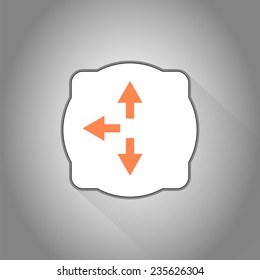 Three arrows. Direction sign right, left, back. Flat Design Style. Made in vector