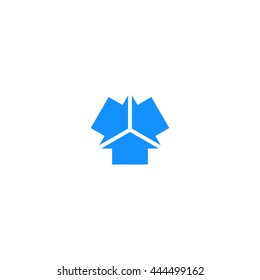 Three arrows facing each other stock vector icon illustration
