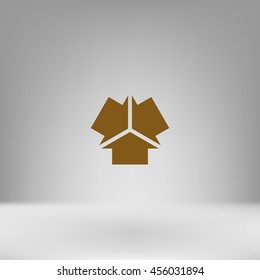 Three arrows facing each other stock vector icon illustration