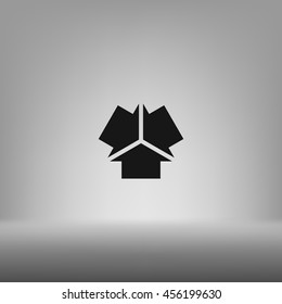 Three arrows facing each other stock vector icon illustration