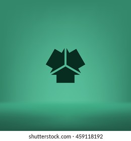Three arrows facing each other stock vector icon illustration