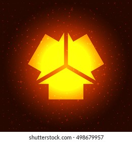 Three arrows facing each other stock vector icon illustration