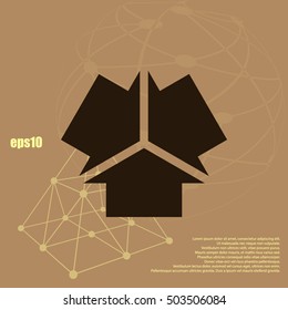 Three arrows facing each other stock vector icon illustration