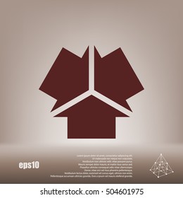 Three arrows facing each other stock vector icon illustration
