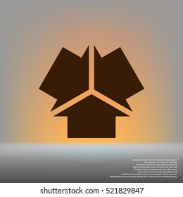 Three arrows facing each other stock vector icon illustration