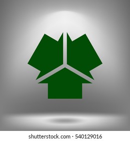 Three arrows facing each other stock vector icon illustration