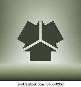 Three arrows facing each other stock vector icon illustration