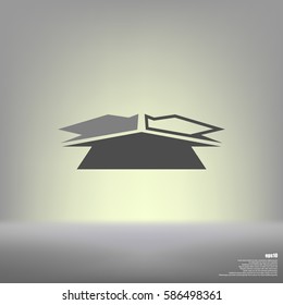 Three arrows facing each other stock vector icon illustration