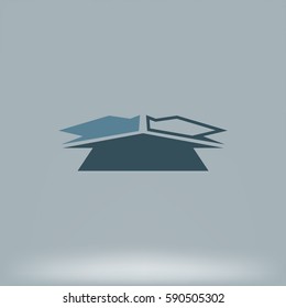 Three arrows facing each other stock vector icon illustration