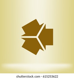 Three arrows facing each other stock vector icon illustration