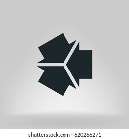 Three arrows facing each other stock vector icon illustration