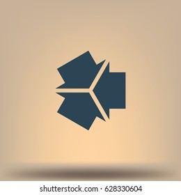 Three arrows facing each other stock vector icon illustration
