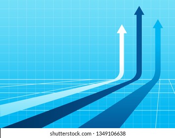 Three Arrows Going Up, Success Concept Illustration