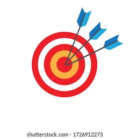 Three arrows hitting the center of target , Business concept