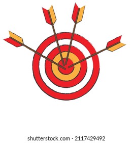 Three arrows hitting the center of target , Business concept