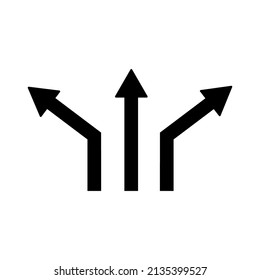 Three arrows icon, black flat web icon design vector illustration. Direction sign, Graphic design element