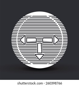 Three arrows icon. Direction indicator. Flat design with shadow. Made in Illustrator vector